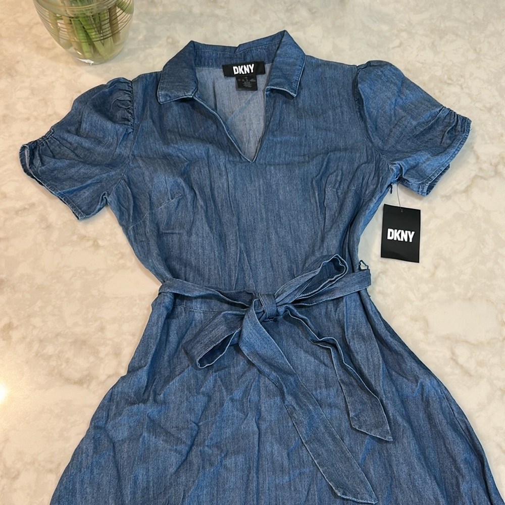 NWT DKNY Women's Ruched-Sleeve Belted Shirtdress - Picture 7 of 15